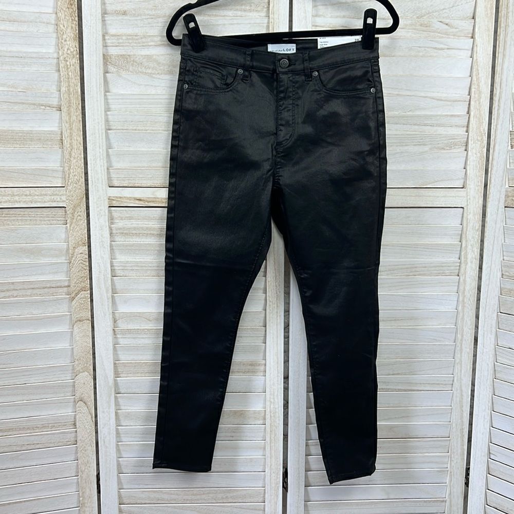Loft High Rise Black Coated The Skinny Jeans 6 / 28 Petite